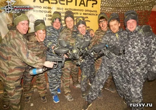 Игра в пейнтбол в помещении, клуб «Русские витязи»